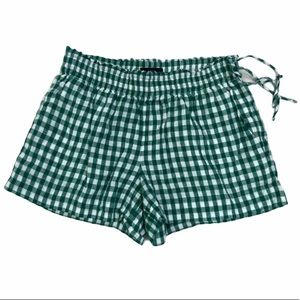 J.Crew green picnic plaid side tie shorts XS
